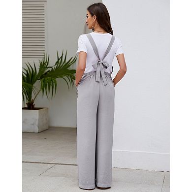 Women's Sleeveless Tie Loose Maternity Jumpsuit With Pockets