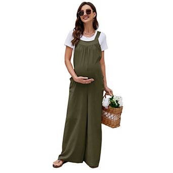 Women's Sleeveless Tie Loose Maternity Jumpsuit With Pockets