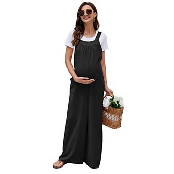 Women's Sleeveless Tie Loose Maternity Jumpsuit With Pockets