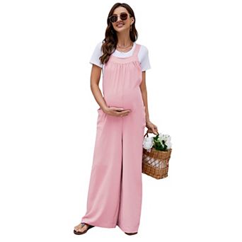 Women's Sleeveless Tie Loose Maternity Jumpsuit With Pockets