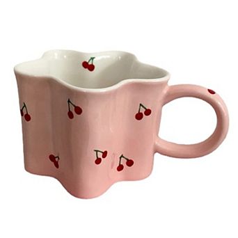 Flower Cherry Mug Ceramic Cute Coffee Mug 12oz