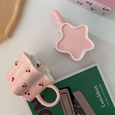 Flower Cherry Mug Ceramic Cute Coffee Mug 12oz