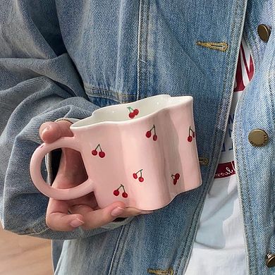 Flower Cherry Mug Ceramic Cute Coffee Mug 12oz