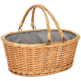 Wicker Basket Double Folding Handles Easter Candy Storage