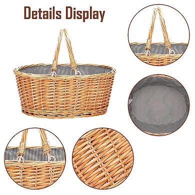 Wicker Basket Double Folding Handles Easter Candy Storage