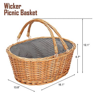Wicker Basket Double Folding Handles Easter Candy Storage