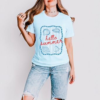 Hello Summer Sea Shells - Women's Short Sleeve Graphic T-Shirt