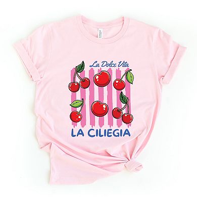 La Ciliegia Stripes - Women's Short Sleeve Graphic T-Shirt