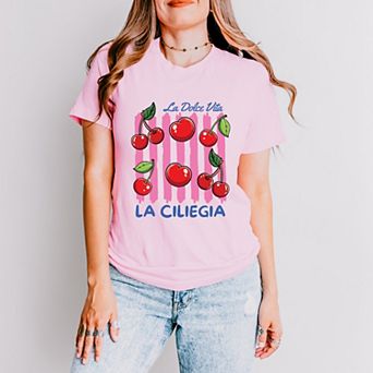 La Ciliegia Stripes - Women's Short Sleeve Graphic T-Shirt
