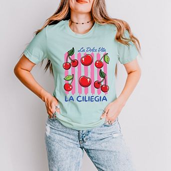 La Ciliegia Stripes - Women's Short Sleeve Graphic T-Shirt