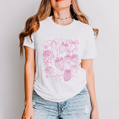 Coquette Strawberries Outlined - Women's Short Sleeve Graphic T-Shirt