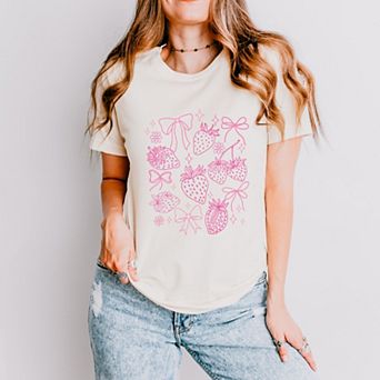 Coquette Strawberries Outlined - Women's Short Sleeve Graphic T-Shirt