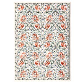 Vintage Floral Area Rug Machine Washable Vacuum Clean Ultra Thin Stain Resistant Carpet for Bedroom