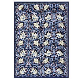 Vintage Floral Area Rug Machine Washable Vacuum Clean Ultra Thin Stain Resistant Carpet for Bedroom