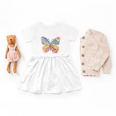 Denim Butterfly Faux Patchwork - Infant Dress
