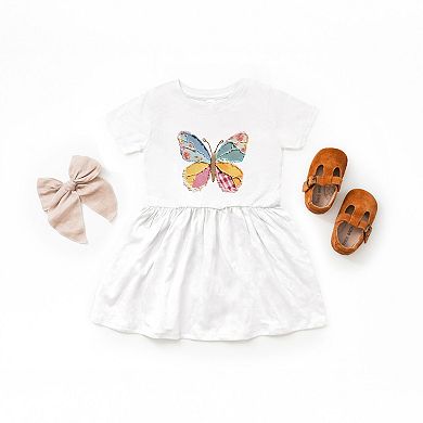 Denim Butterfly Faux Patchwork - Infant Dress
