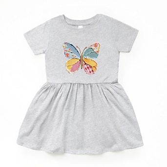 Denim Butterfly Faux Patchwork - Infant Dress