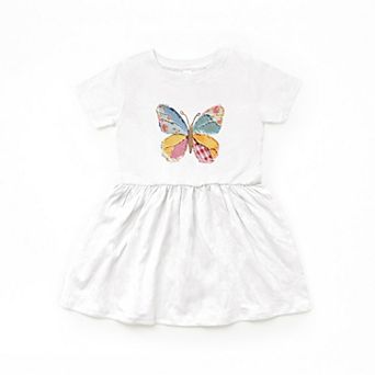 Denim Butterfly Faux Patchwork - Infant Dress