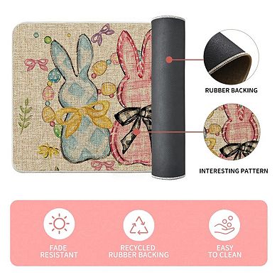 Bunny Easter Kitchen Mats Non-Slip Spring Decor 2pc
