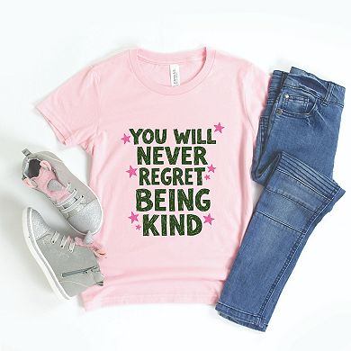 You Will Never Regret Being Kind Green - Youth Short Sleeve Graphic T-Shirt
