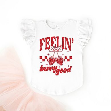 Feelin' Berry Good Checkered - Flutter Sleeve Graphic T-Shirt