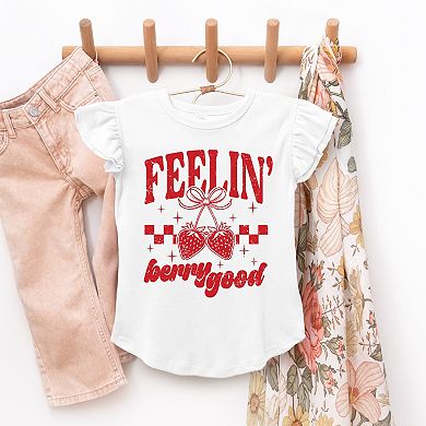 Feelin' Berry Good Checkered - Flutter Sleeve Graphic T-Shirt