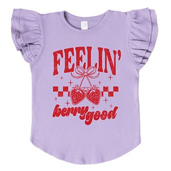 Feelin' Berry Good Checkered - Flutter Sleeve Graphic T-Shirt