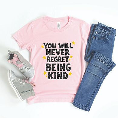 You Will Never Regret Being Kind Black - Youth Short Sleeve Graphic T-Shirt