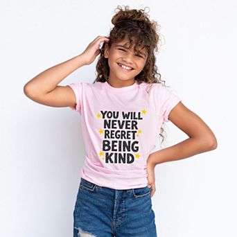 You Will Never Regret Being Kind Black - Youth Short Sleeve Graphic T-Shirt