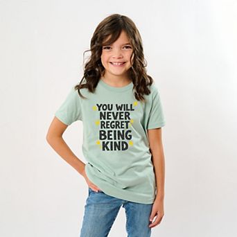 You Will Never Regret Being Kind Black - Youth Short Sleeve Graphic T-Shirt