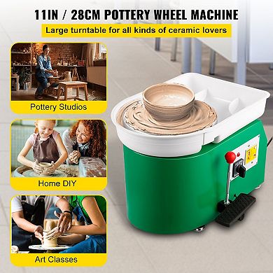 Beginner Pottery Wheel with Detachable Water Basin, Dual Rotation, and Shaping Tools