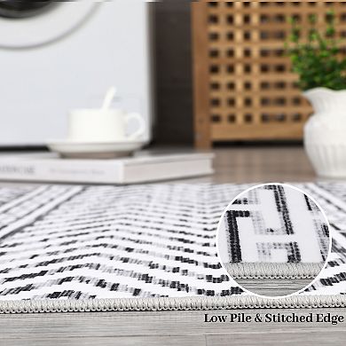 Boho Area Rug Low Pile Pet Friendly Non Slip Vacuum Clean Carpet for Kid's Room Dining Room