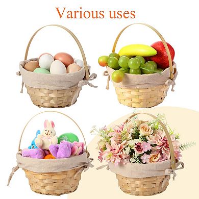 Easter Woven Basket with Handle for Party Favor Gift Storage 6pc