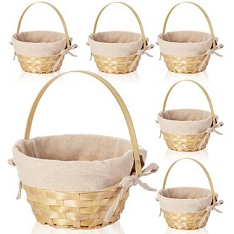 Easter Woven Basket with Handle for Party Favor Gift Storage 6 pc
