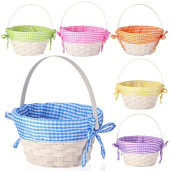 Easter Woven Basket with Handle for Party Favor Gift Storage 6 pc