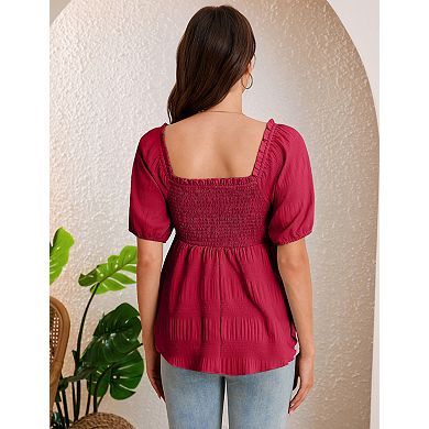 Women's Maternity Short Sleeve V-Neck Blouses T-Shirt Top