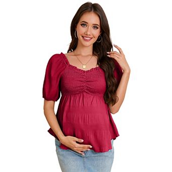 Women's Maternity Short Sleeve V-Neck Blouses T-Shirt Top
