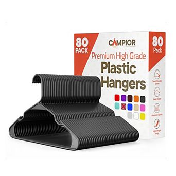 Campior Plastic Hangers Slim, Heavy-Duty, Non-Slip Notches, Pack of 80