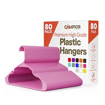 Campior Plastic Hangers Slim, Heavy-Duty, Non-Slip Notches, Pack of 80