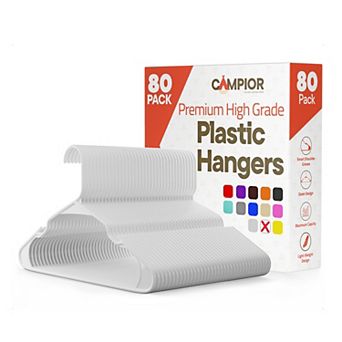 Campior Plastic Hangers Slim, Heavy-Duty, Non-Slip Notches, Pack of 80