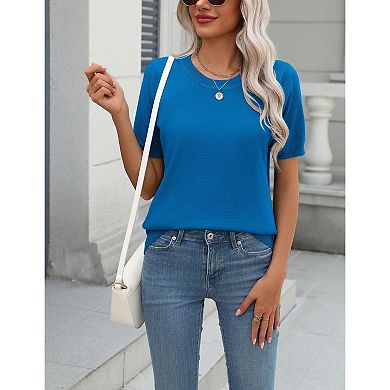 Zeagoo Women s Summer Short Sleeve Crew Neck Tops, Lightweight Pullover Sweater Casual Blouse