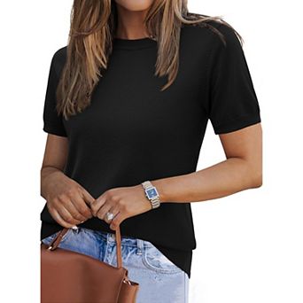 Zeagoo Women s Summer Short Sleeve Crew Neck Tops, Lightweight Pullover Sweater Casual Blouse