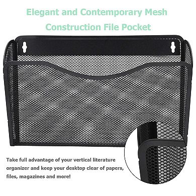 Mesh hanging wall-mounted magazine rack, mail and file basket, office supplies