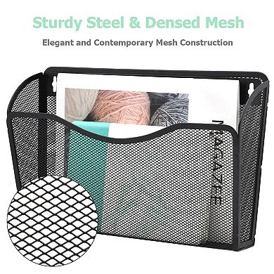Mesh hanging wall-mounted magazine rack, mail and file basket, office supplies