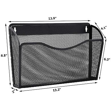Mesh hanging wall-mounted magazine rack, mail and file basket, office supplies