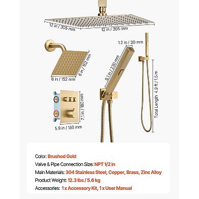 3-Function Shower System with Thermostatic Temperature Control