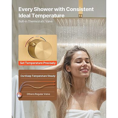 3-Function Shower System with Thermostatic Temperature Control