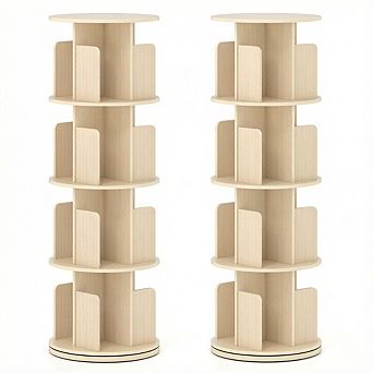 Costway 4 tier Rotating Bookshelf 360° Display Rack with Dividers & Anti-falling Baffles