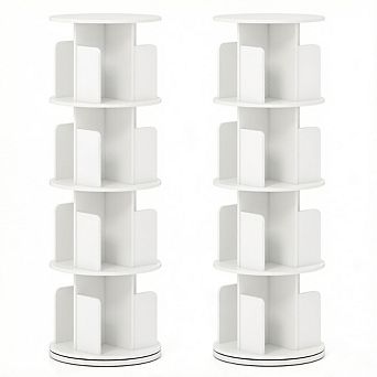 Costway 4 tier Rotating Bookshelf 360° Display Rack with Dividers & Anti-falling Baffles