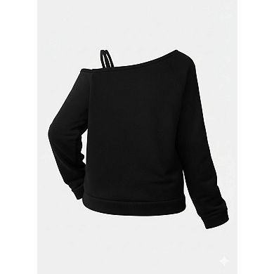 Girls' Oblique Strap Casual Sweater